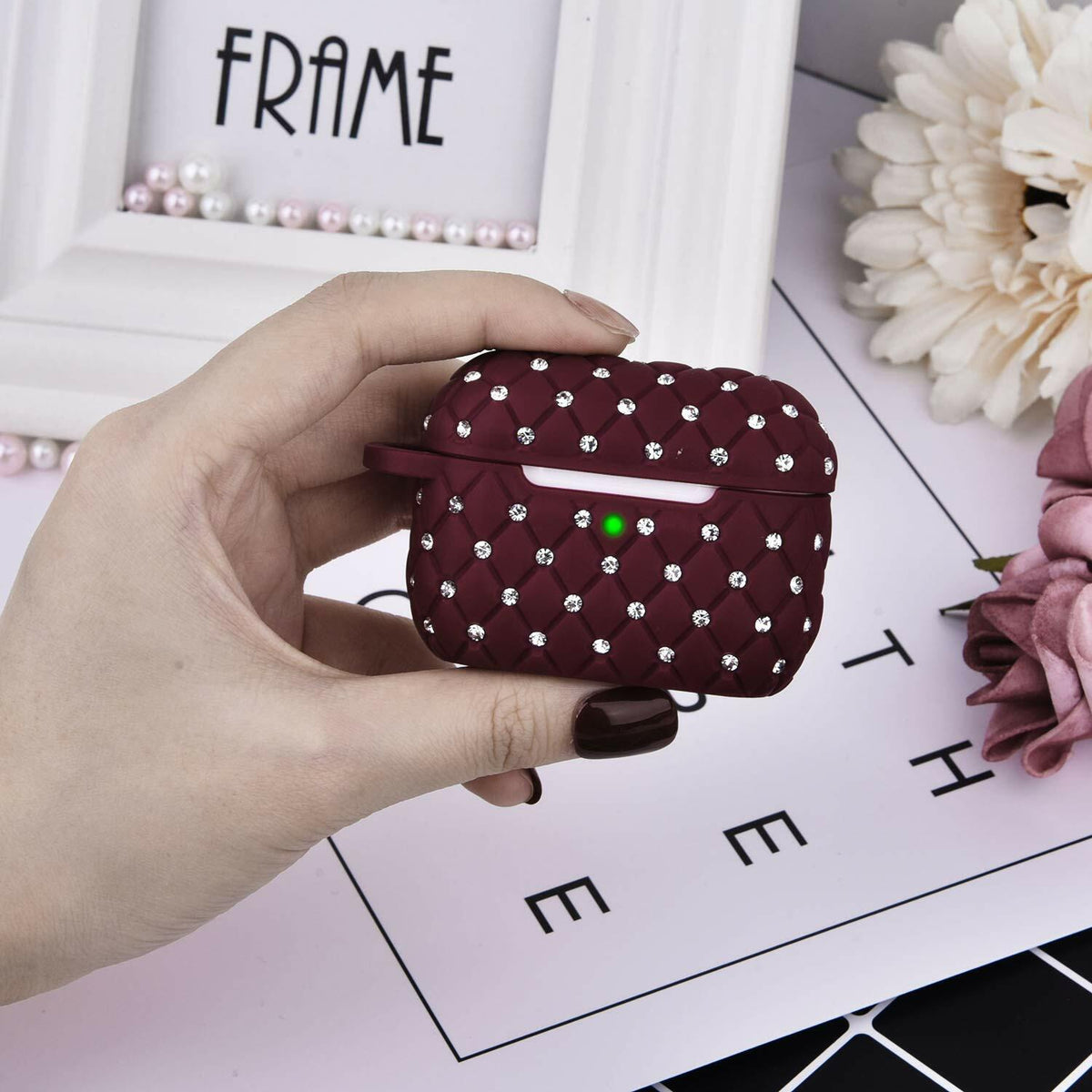 Funda protectora CAGOS para AirPods Pro con cristales brillantes, diseño elegante