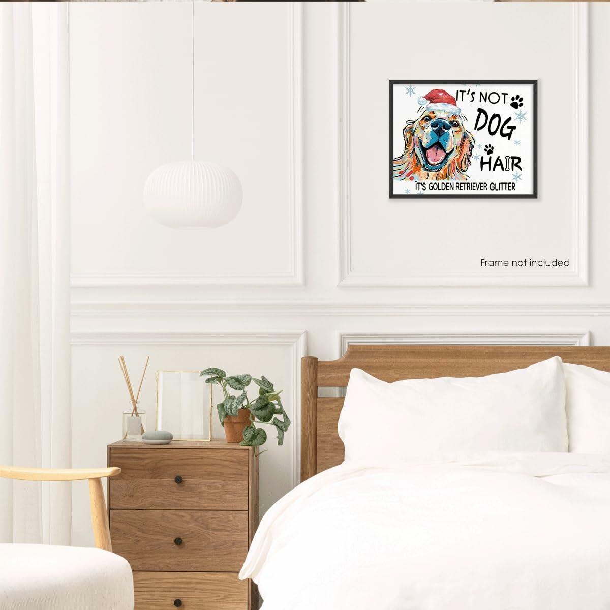 Arte de pared navideño de Golden Retriever APJYM, 10x8, decoración festiva sin marco