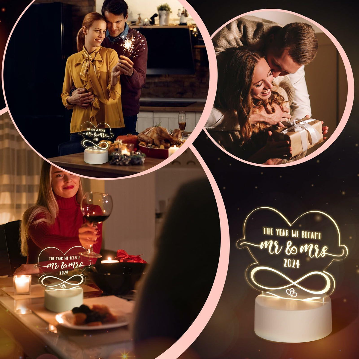 Luz nocturna LED Percozzi, regalo de bodas para él y ella 2024, decoración para parejas