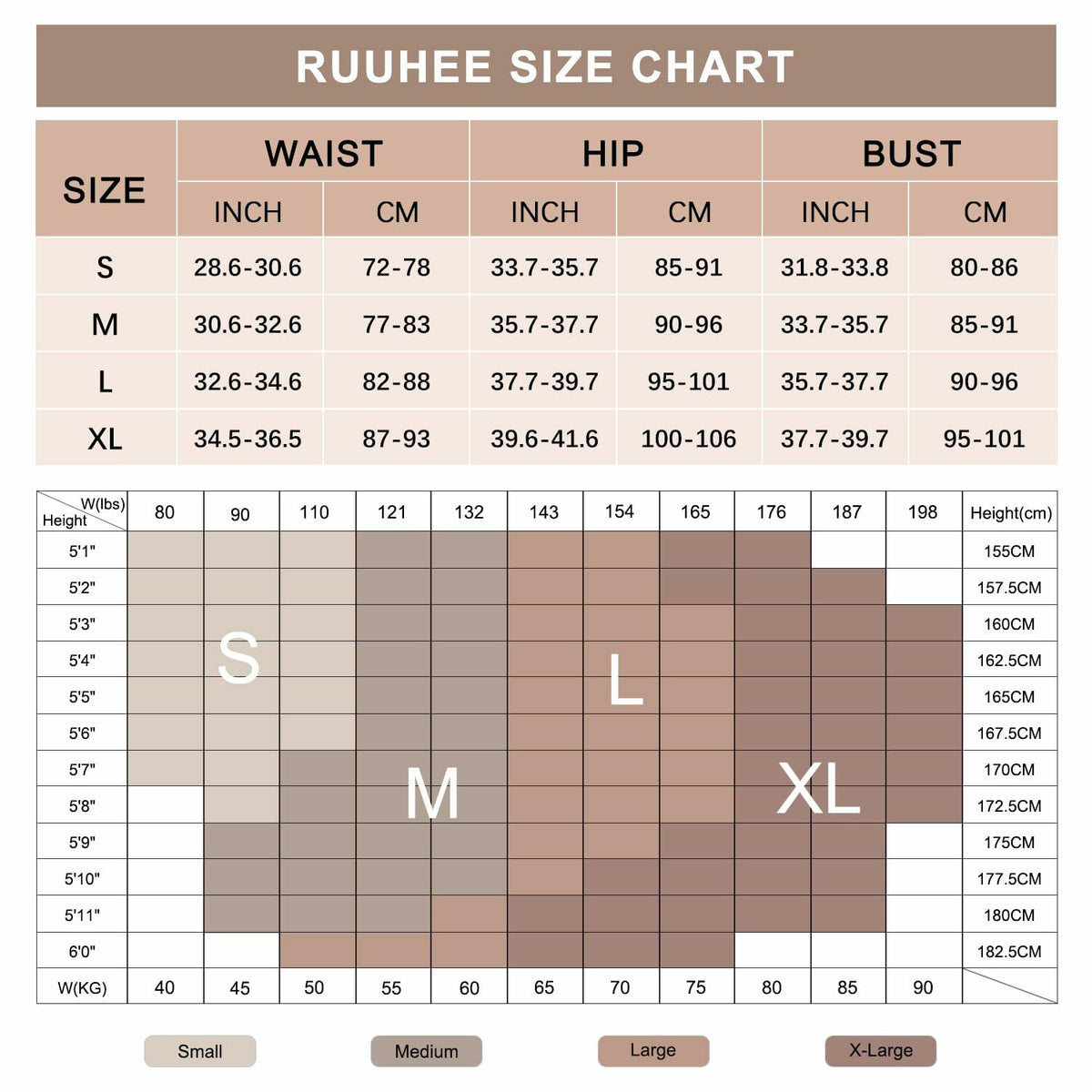 Enterizo RUUHEE para mujer, color marrón, sin costuras, espalda descubierta, control de abdomen, talla XL
