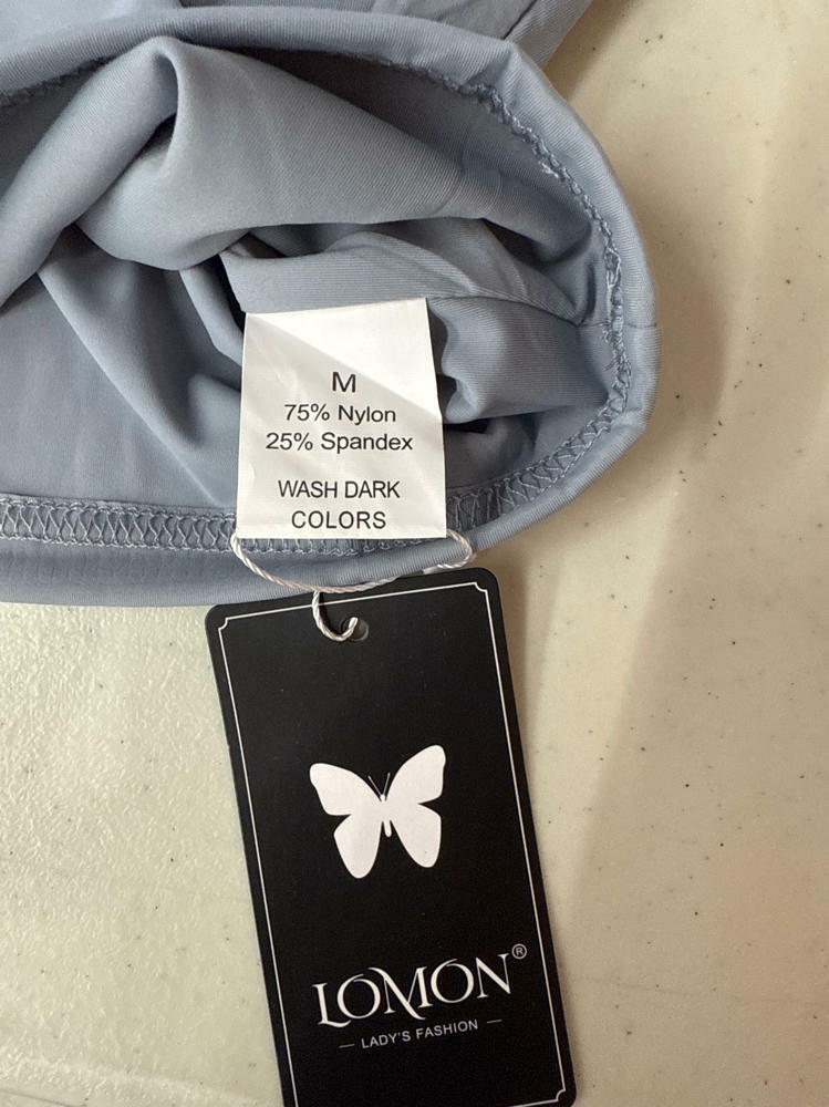 Camiseta LOMON de corte entallado con cuello redondo para mujer, color azul grisáceo, talla M
