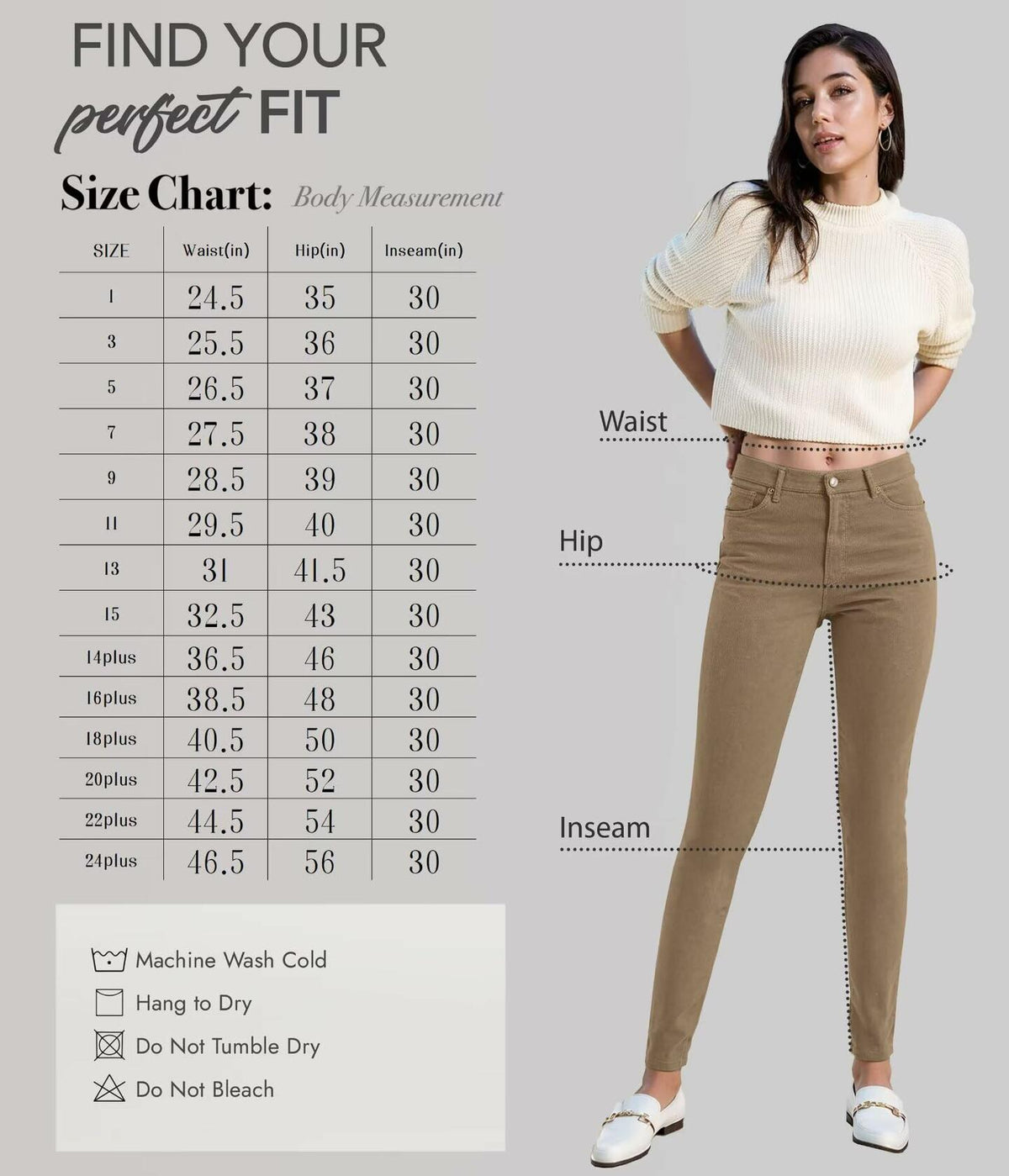 Pantalones ajustados de pana Hybrid & Company, color camel, talla 11