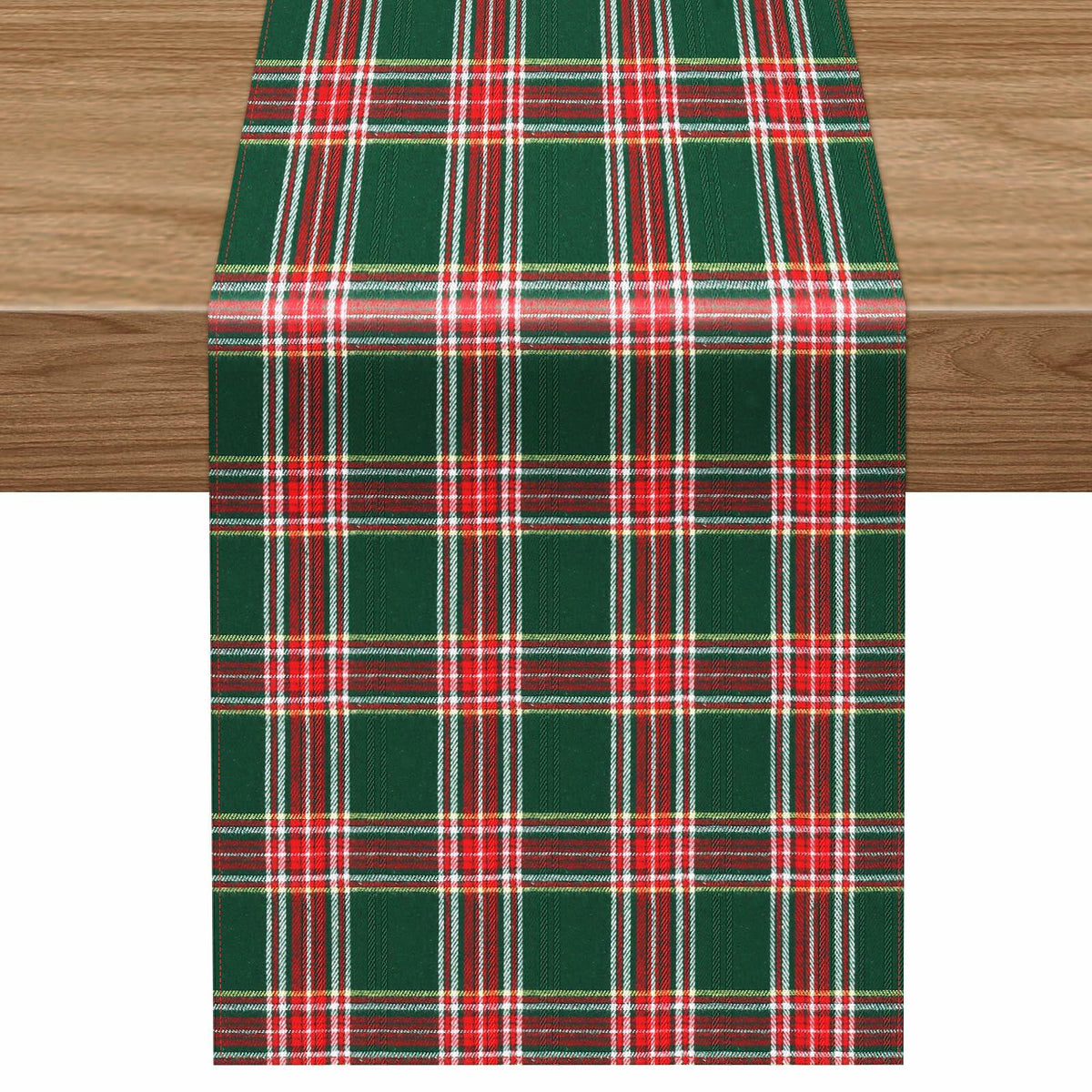 Buffalo Plaid Cotton Table Runner Reversible Red Green 14x84 Inch