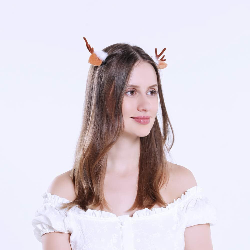 Diadema de astas de reno navideño con piñas, accesorios para el cabello festivos