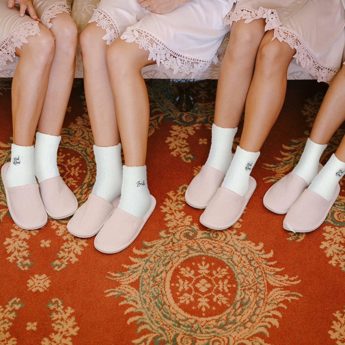 Skicuff 3 Pairs Bridesmaid Fuzzy Coral Fleece Socks Women Wedding Gifts
