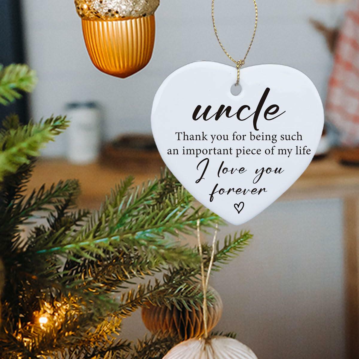 Adorno de cerámica con forma de corazón para regalo de tío, regalo de Navidad o cumpleaños