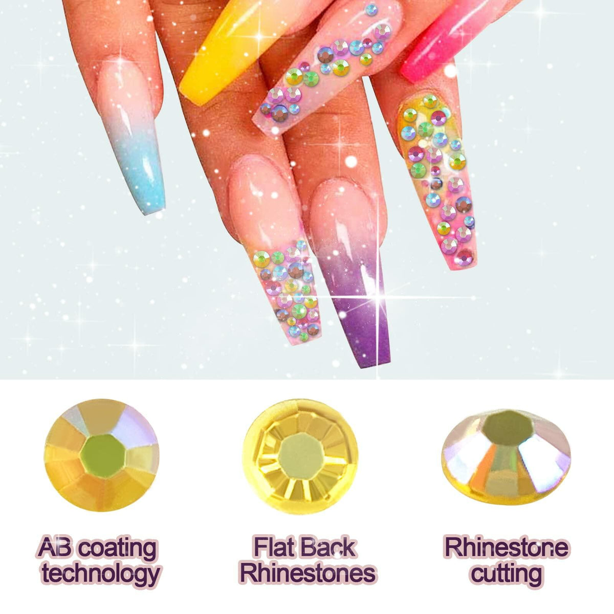 3000 piezas de gemas para manualidades, tipo jelly AB y rosa transparente, con base plana, de 4 mm