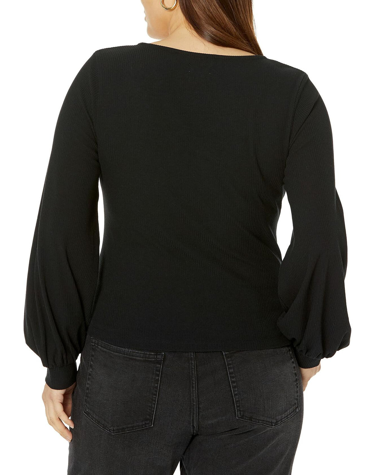 The Drop Women's @lucyswhims Square-Neck Balloon-Sleeve Top Black Size L