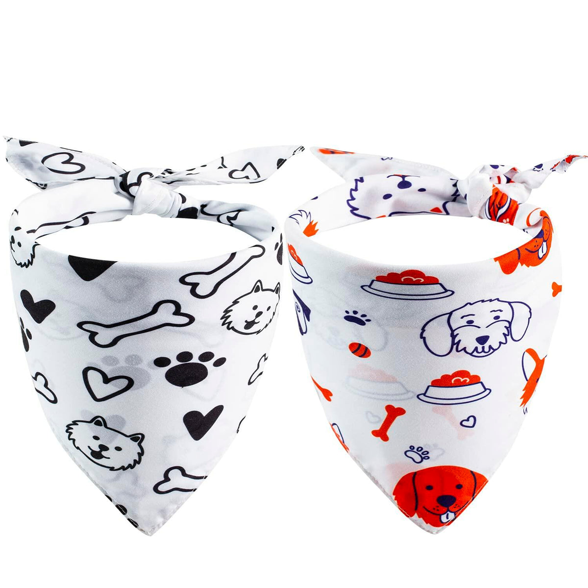 2 Pack Dog Bandanas – White Cute Birthday Pet Scarf for Dogs & Cats, XL