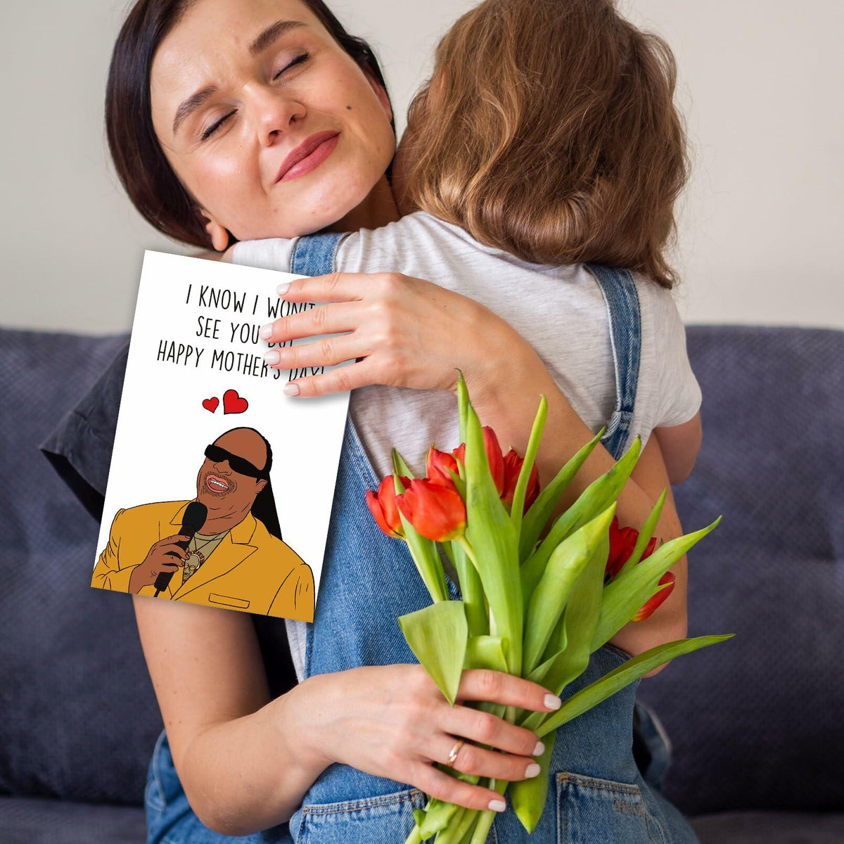 Tarjeta de felicitación del Día de la Madre para mamá, esposa, hijos e hijas con humor
