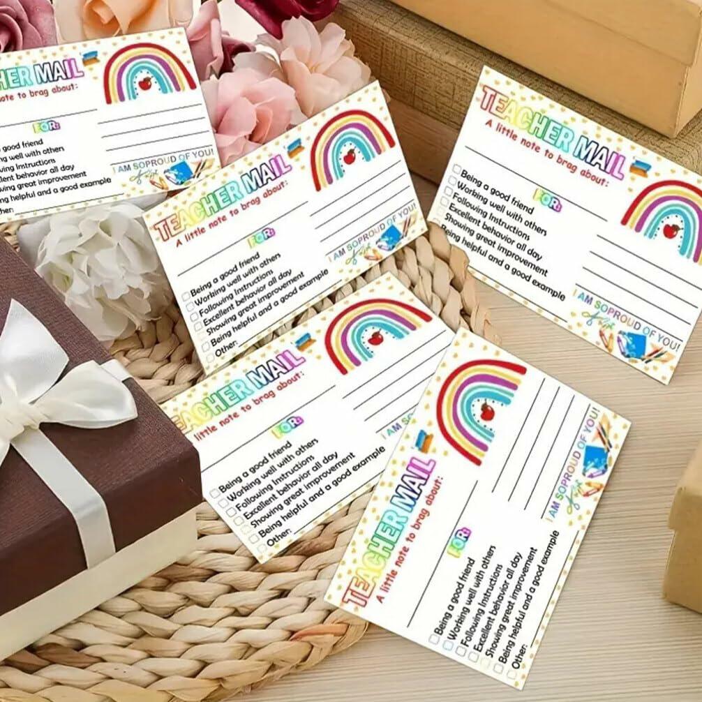 NUOBESTY 50 tarjetas postales de incentivo de comportamiento para el aula arcoíris para profesores