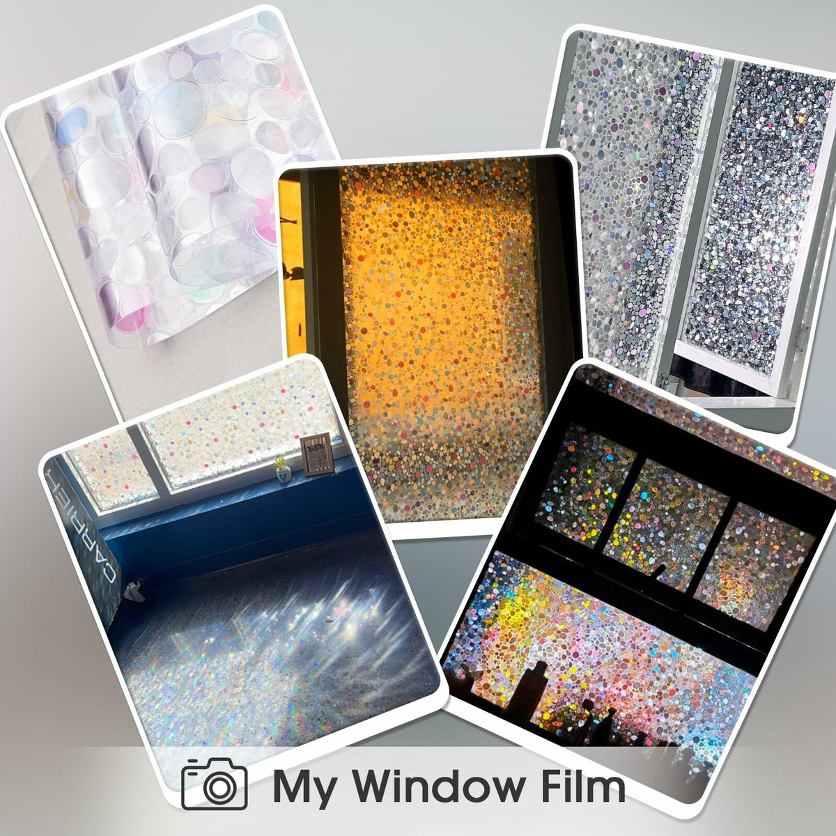 Película de privacidad Viseeko 3D con diseño de piedras de vidrio tintado, efecto arcoíris, 11.8x118 pulgadas, protección UV