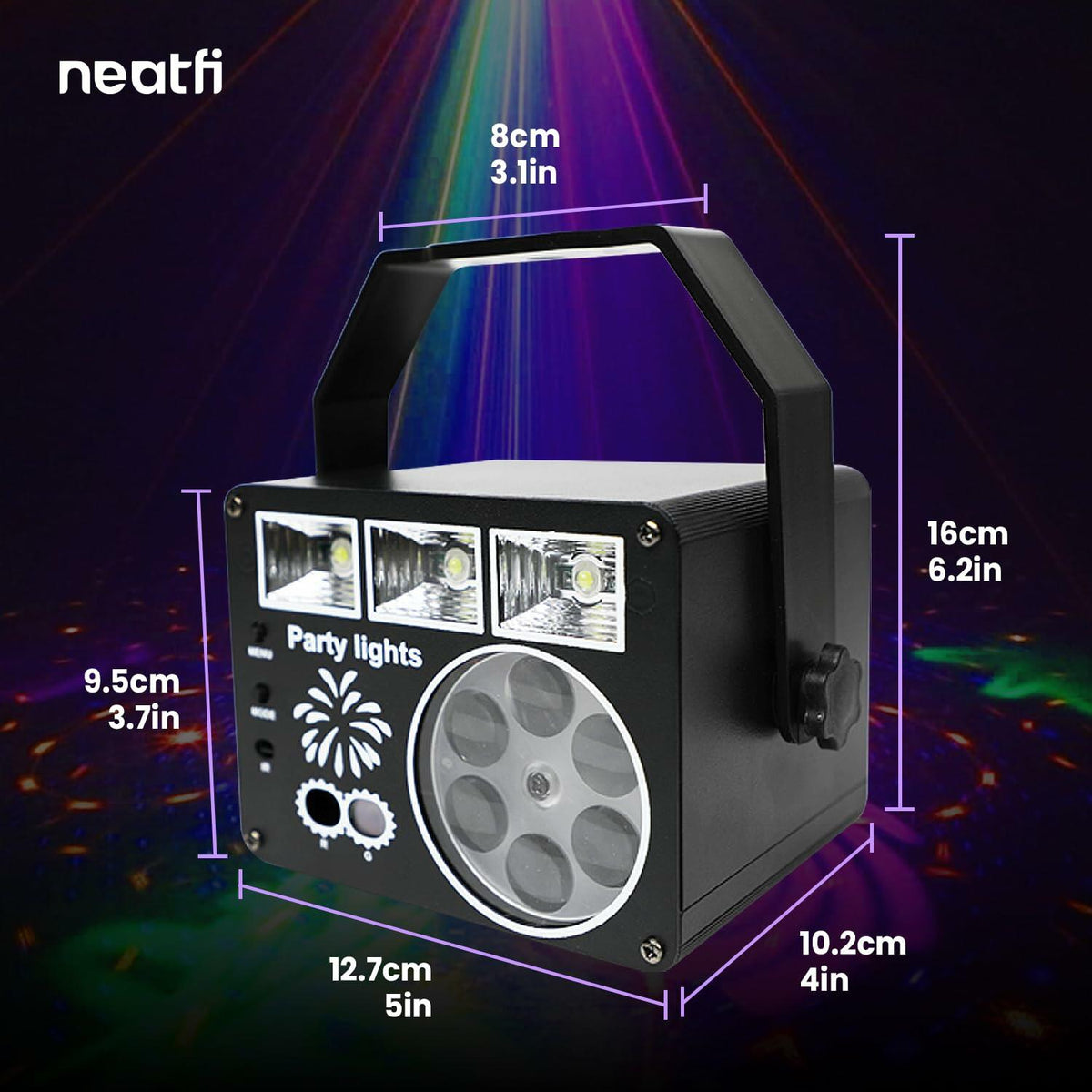Luz de fiesta activada por sonido Neatfi con control remoto, color negro, para interiores, DJ