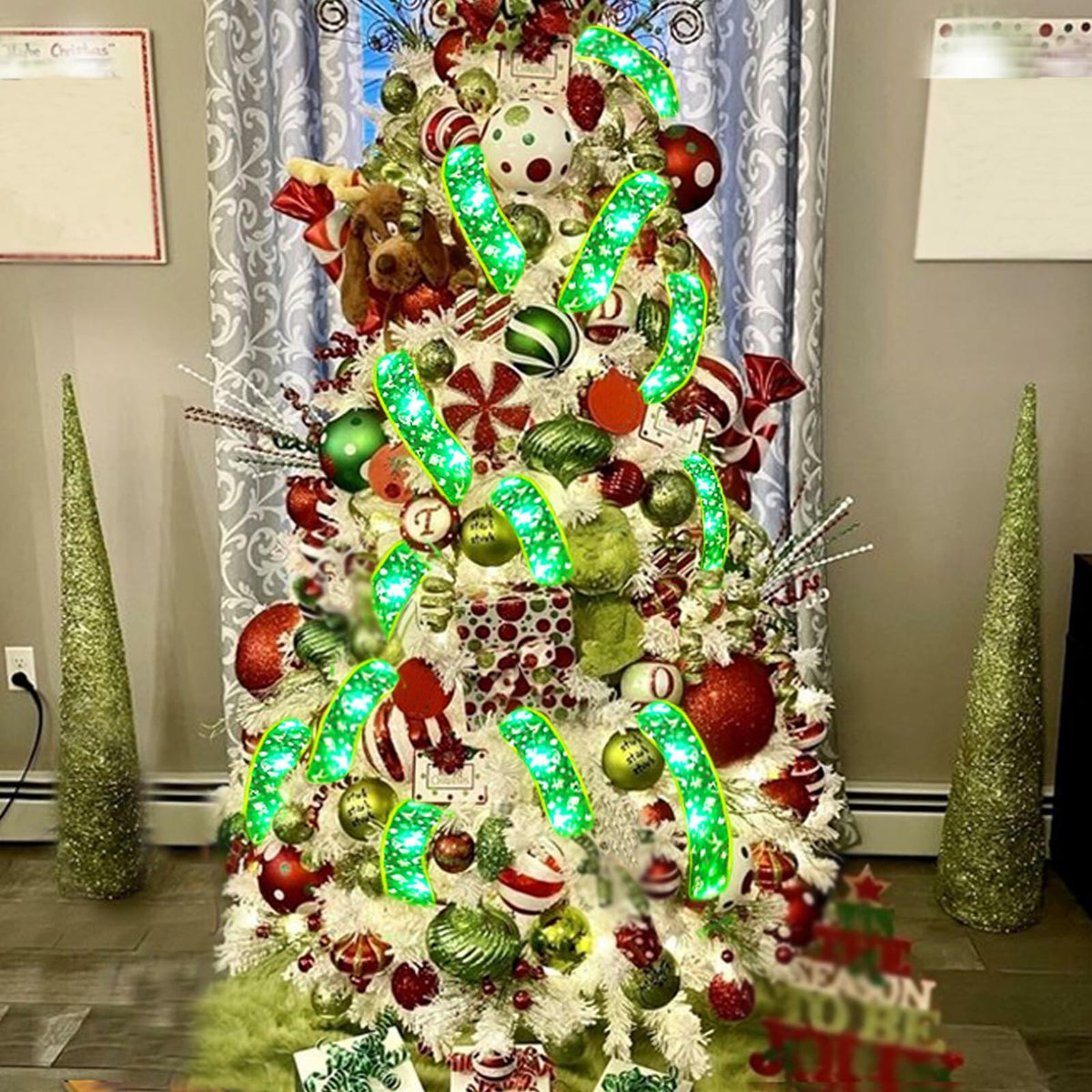 Luces de cinta para árbol de Navidad Vloso, 66 pies, 200 LED, control remoto, temporizador, a pilas y USB