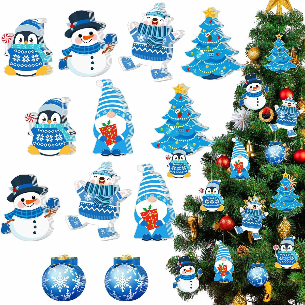Kit de manualidades de invierno Zhanmai, adornos de bricolaje, pegatinas de Navidad, 36 juegos