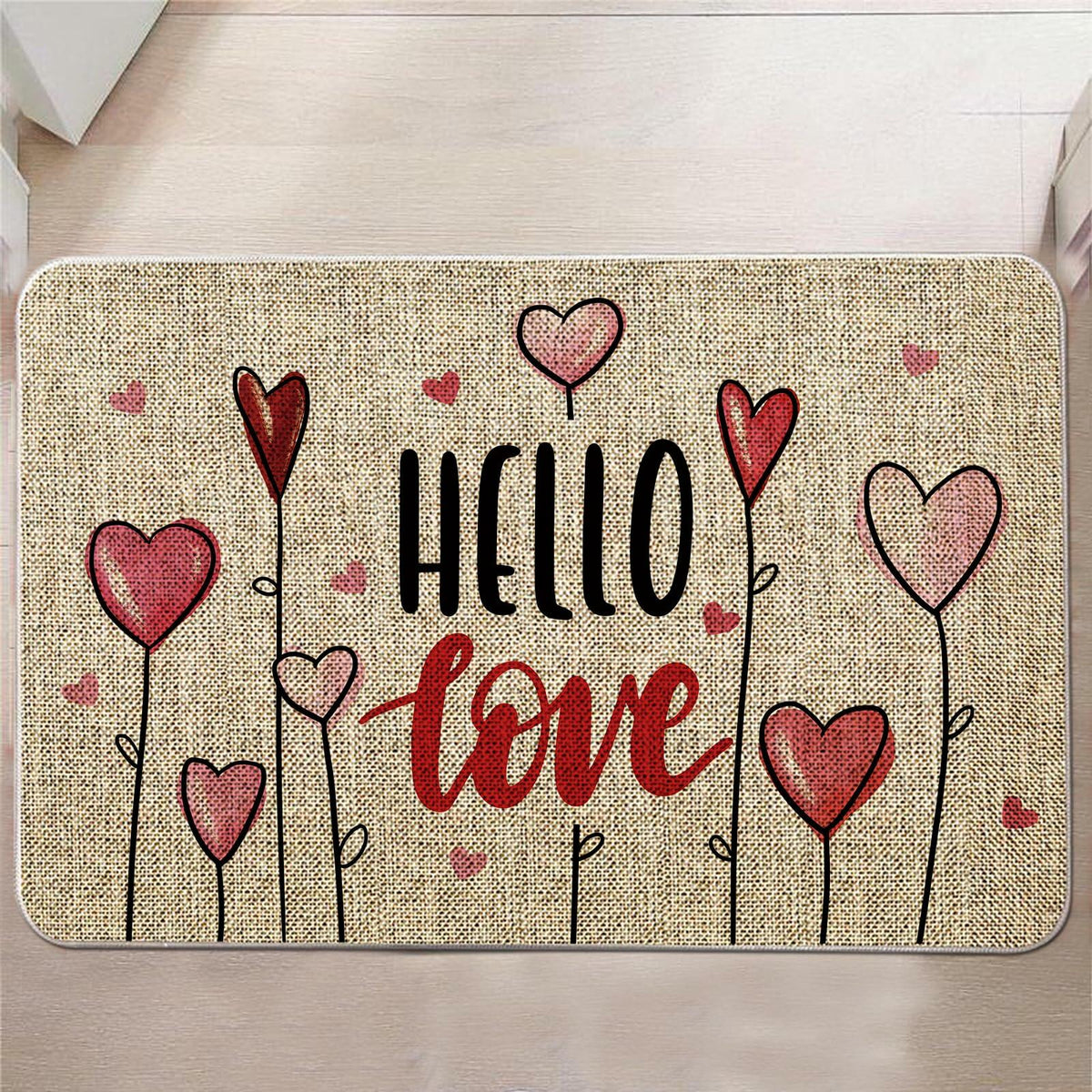 Felpudo de San Valentín GAGEC Hello Love Hearts decorativo 17x27 pulgadas