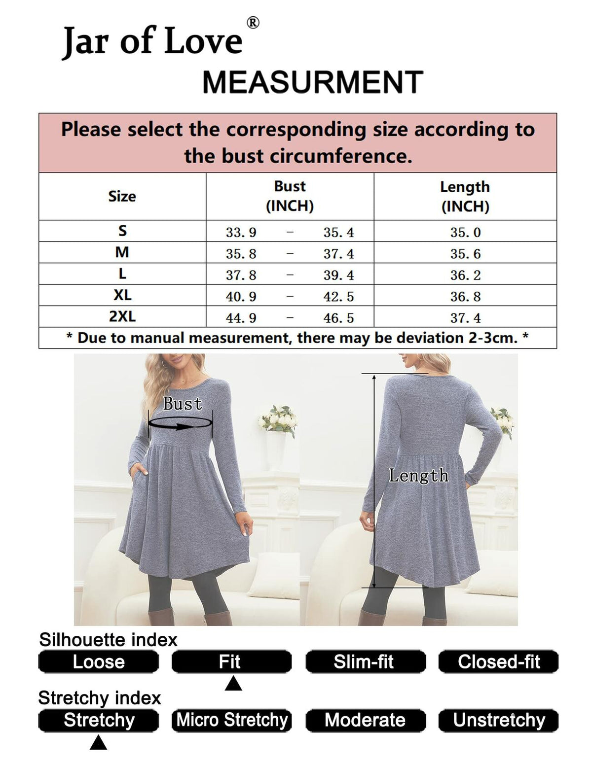 Jar of Love Womens Long Sleeve Mini Sweater Dress Dark Grey Size M
