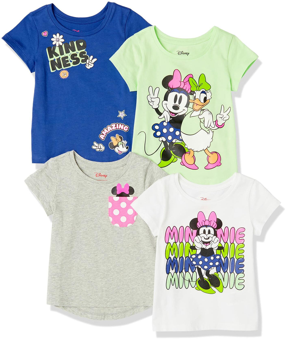 Pack de 4 camisetas Amazon Essentials para niña de Disney, Marvel, Star Wars y Frozen, talla XXL