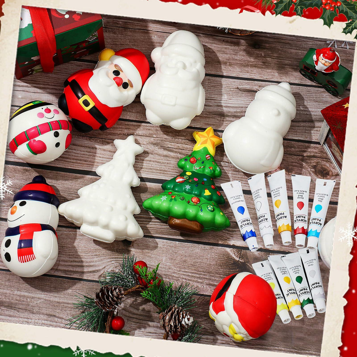 Poen, paquete de 12 juguetes suaves de crecimiento lento para Navidad, manualidades navideñas para niños