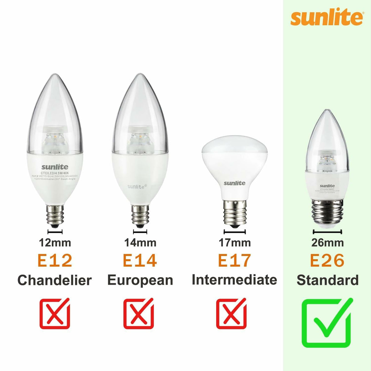 Bombilla LED A15 para refrigerador Sunlite, 6W, 450 lúmenes, base E26, regulable, esmerilada, 5000K, 1 unidad