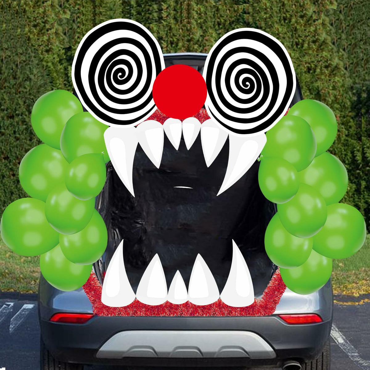 Kit de decoración para coche de Halloween Trunk or Treat, pegatinas de payaso, arco para puerta