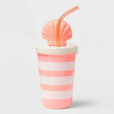 Vaso Sun Squad™ de 17 oz fl con tapa en forma de concha, rosa