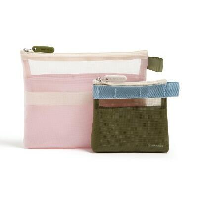 Estuche de malla U Brands, 7x5.8 y 4.2x4.2, color rosa polvoriento y oliva, paquete de 2