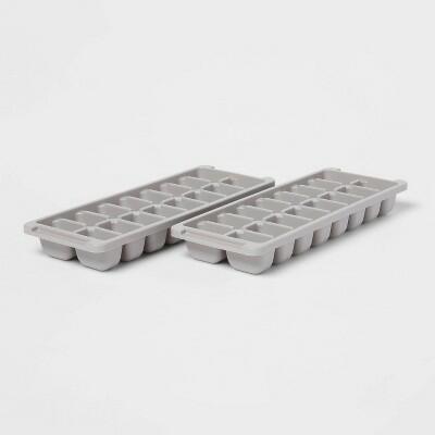 Bandeja de hielo de plástico Room Essentials, paquete de 2, gris, 16 cavidades, apta para lavavajillas