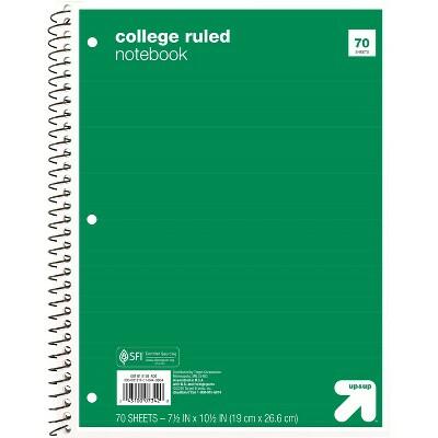 Cuaderno espiral up&up, 1 materia, rayado universitario, 70 hojas, 7.5x10.5, verde