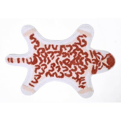 Alfombra de baño antideslizante NatureStep con estampado de guepardo, 20x30, blanca, 100% poliéster reciclado