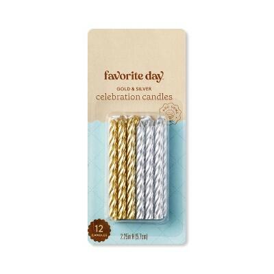 Velas trenzadas doradas y plateadas Favorite Day™ 12 unidades