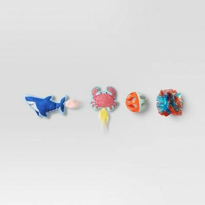 Set de juguetes de peluche para gatos Sun Squad™ Shark, 4 piezas