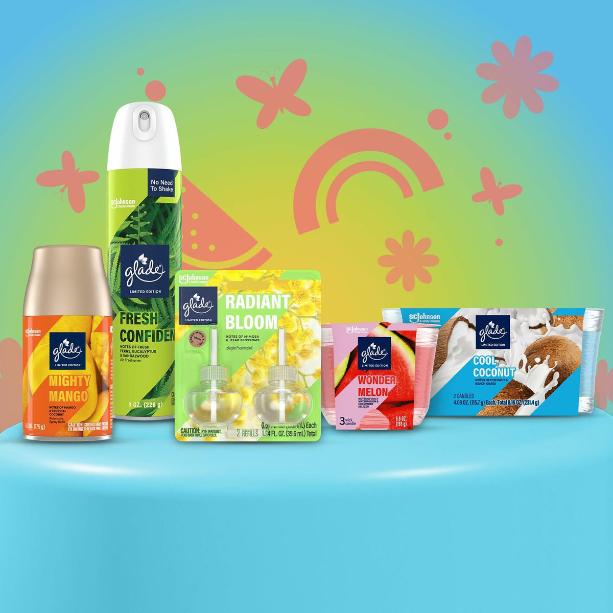 Vela aromática Glade de 3 mechas en frasco, Wonder Melon, rosa, 6.8 oz, paquete de 3