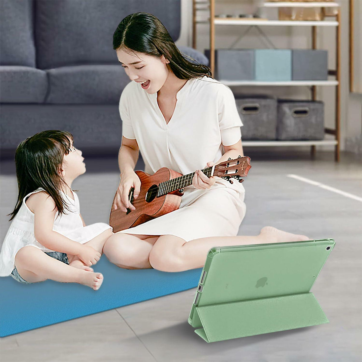 Funda Wihytec para iPad de 5.ª/6.ª generación, color verde, con soporte para lápiz y tapa plegable