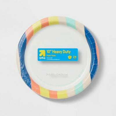Platos desechables up&up de 10" con rayas, paquete de 24 platos de papel