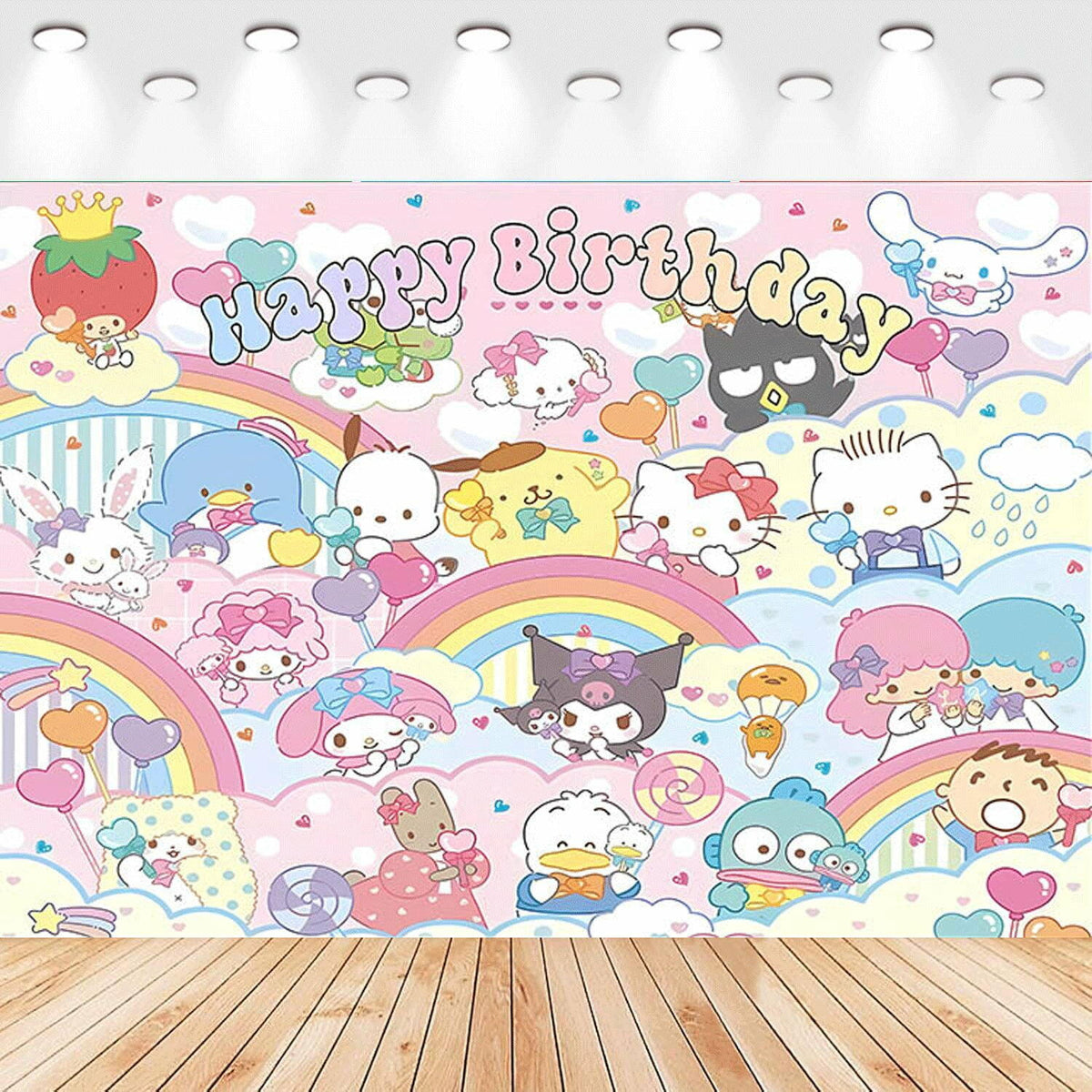 Telón de fondo para fiesta de cumpleaños con diseño de gatito kawaii, 5x3 pies