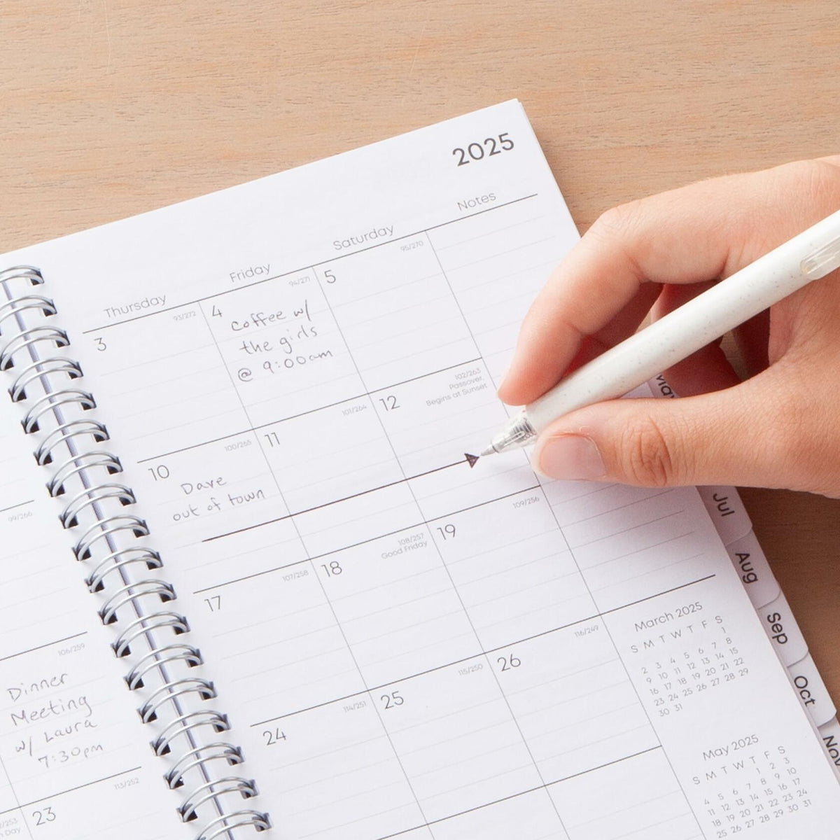 Agenda semanal y mensual Blue Sky 2025, calendario, 5x8, cubierta flexible, encuadernación en espiral