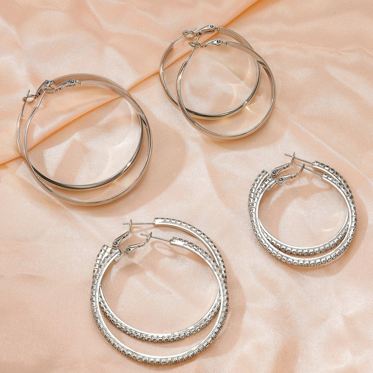 Pendientes de aro de plata de ley 925 chapados en oro fcaylo, ligeros e hipoalergénicos, 40 mm