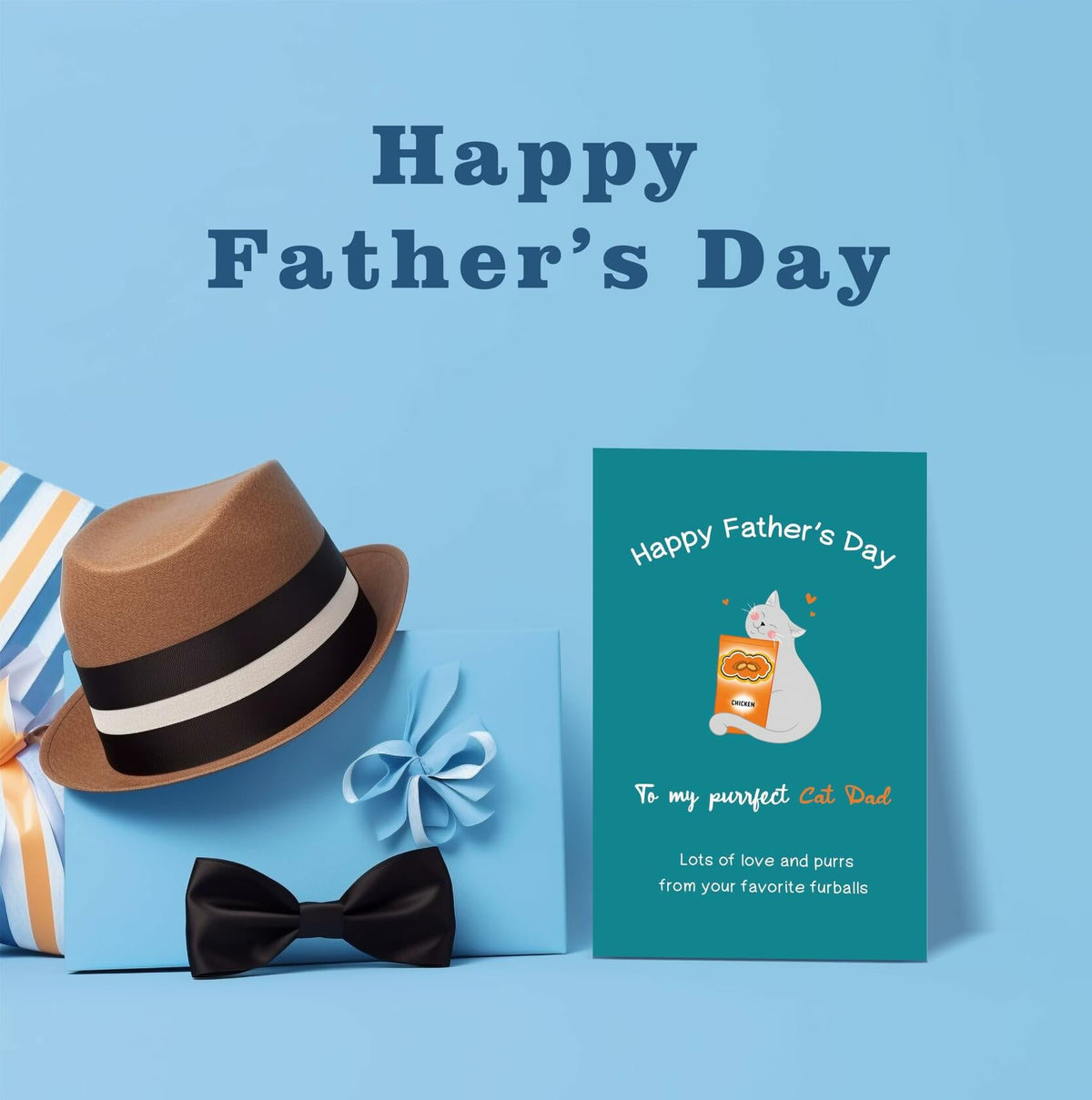 Tarjeta de felicitación para el Día del Padre de IDU, divertida, para un papá amante de los gatos, regalo sincero, color ZN157