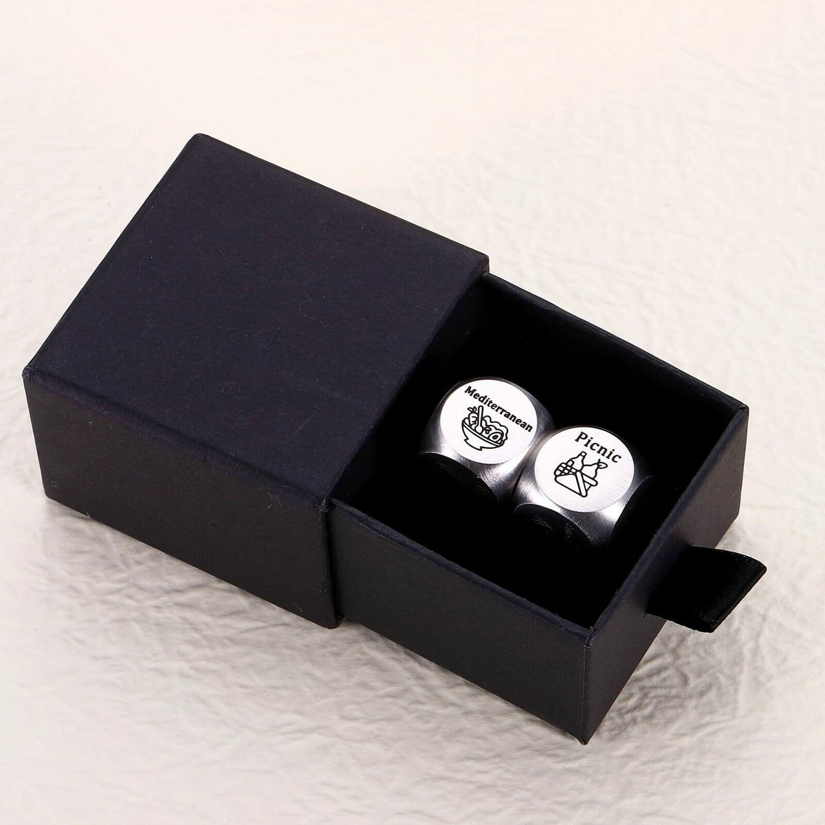 Dados de decisiones para citas Pawzity, regalos de San Valentín para parejas - 2 piezas de acero inoxidable