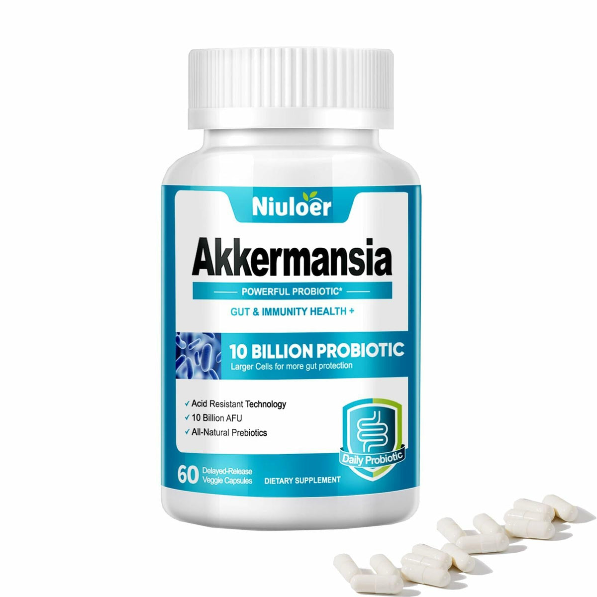 Consumo preferente 26/05 Probiótico Akkermansia Niuloer 10B UFC + Prebióticos orgánicos 60 cápsulas