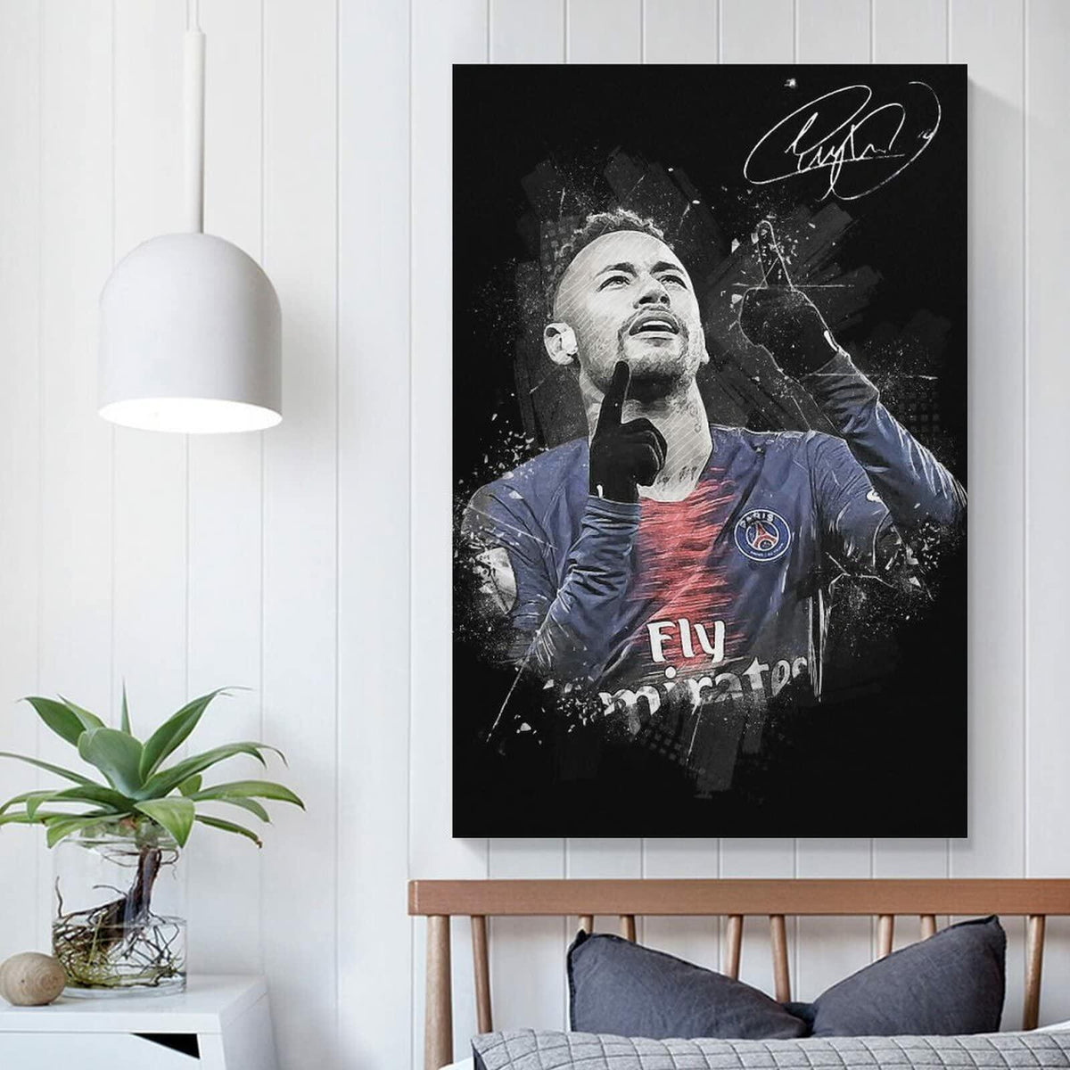 Póster artístico en lienzo de Neymar, 16 x 24 pulgadas, sin marco