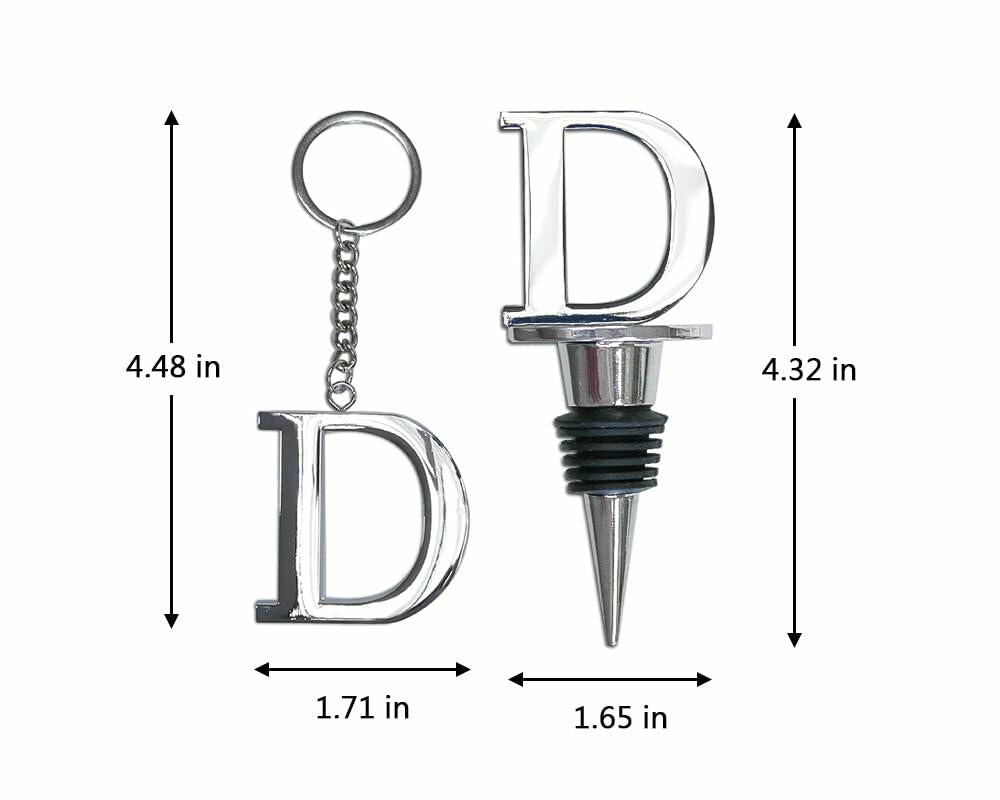 Juego de regalo con inicial Lutong, llavero y tapón de botella, metal plateado, 2 piezas