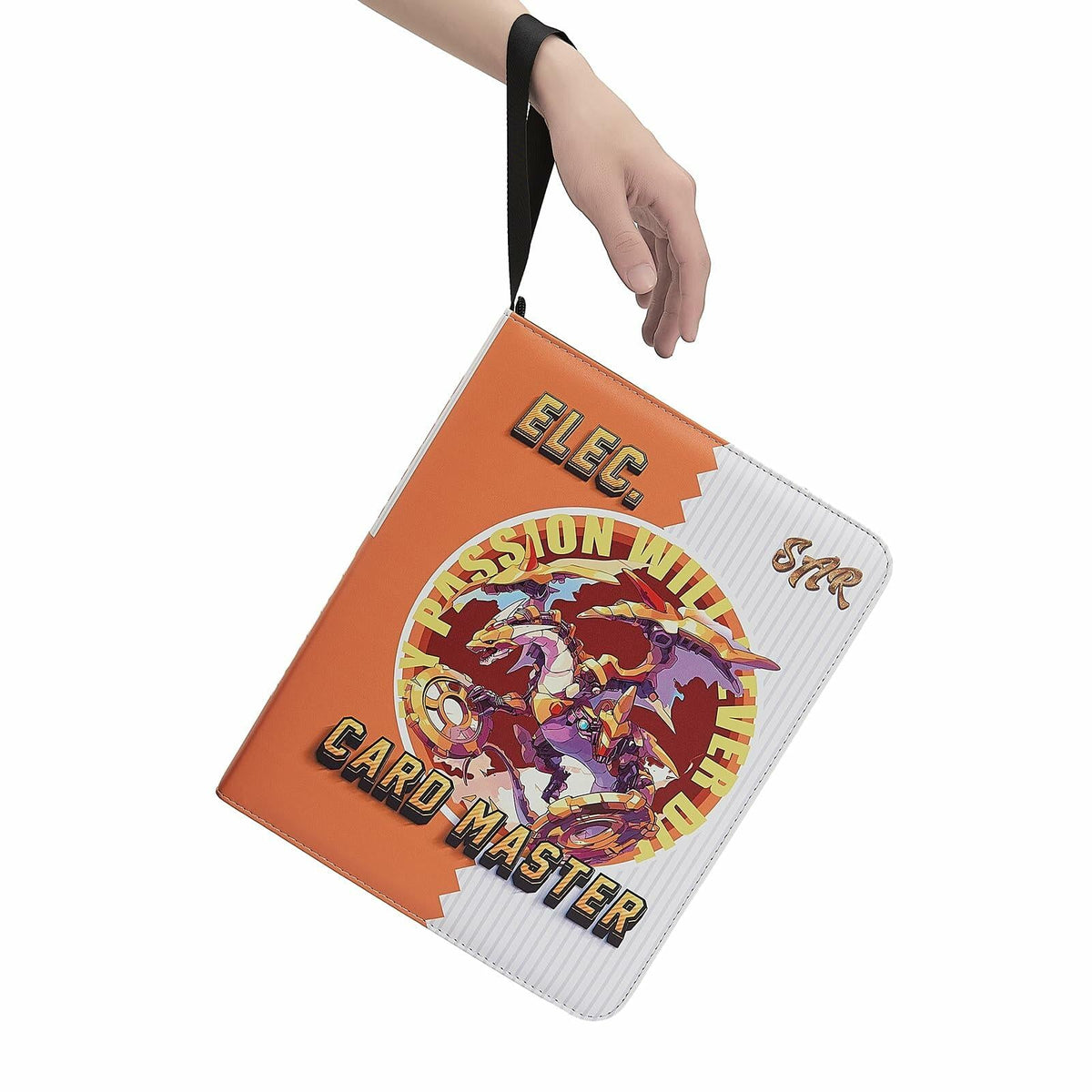 Carpeta para tarjetas coleccionables PTKANGBAZI, 900 bolsillos, 9 bolsillos por página, con cremallera y 3 anillas, naranja