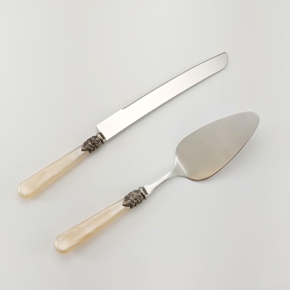 Juego de cuchillo y servidor para pastel de bodas CATHYLIN, estilo italiano, 2 piezas, amarillo