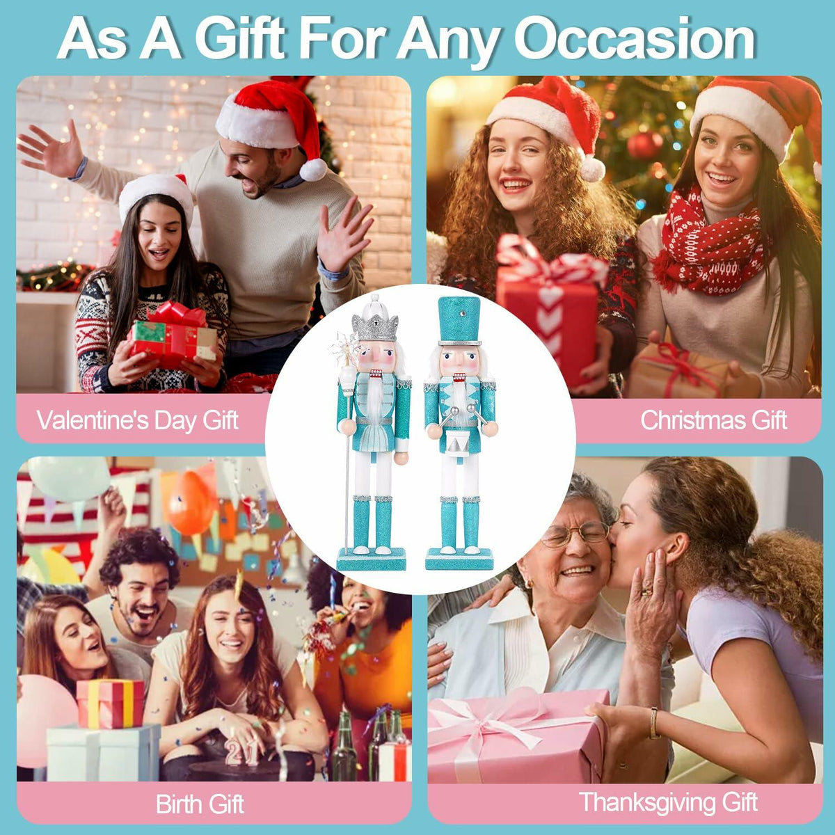 Adornos de cascanueces de Navidad VorFor de 4.7" – Juego de decoración de soldados de madera