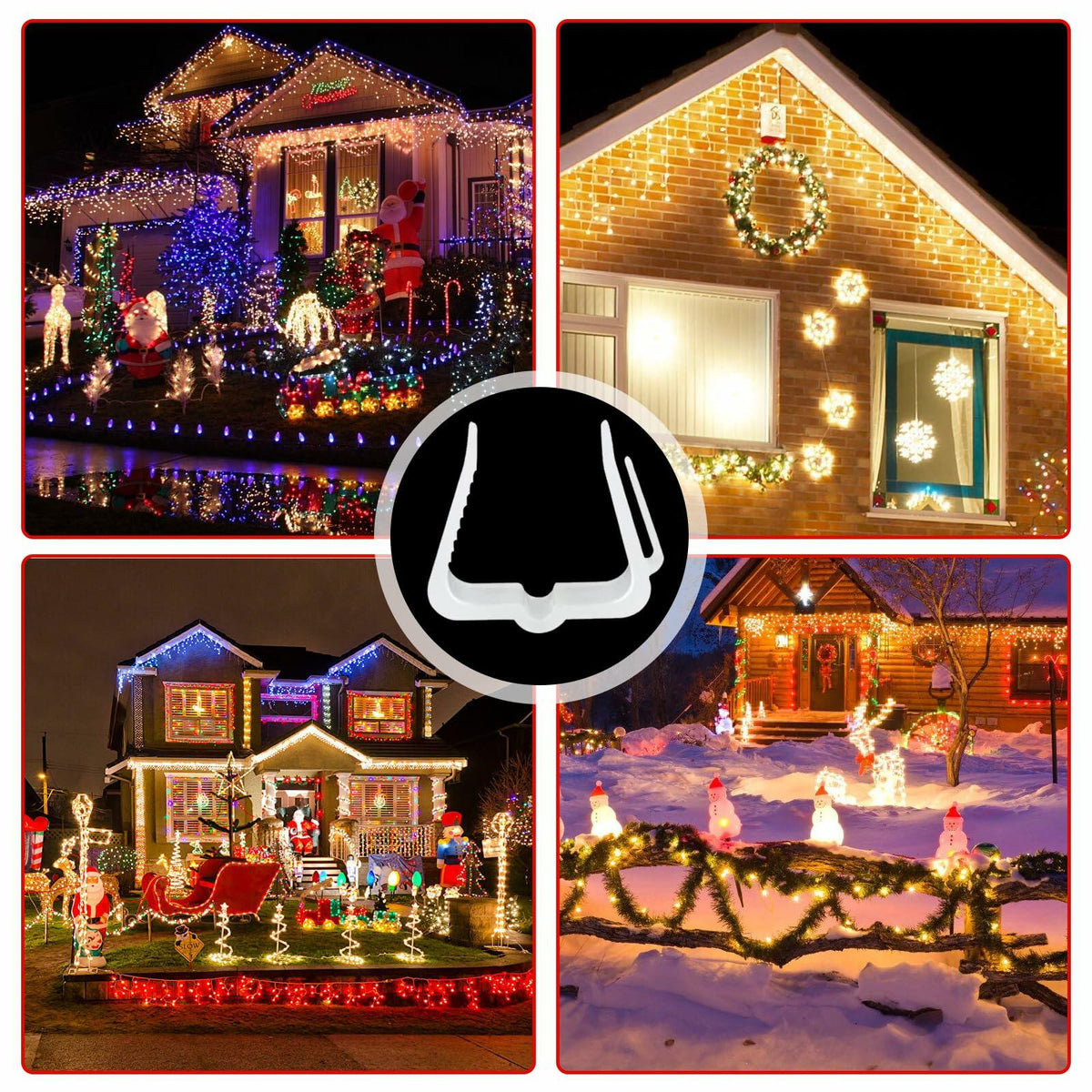 Ganchos para luces navideñas SIMPLIPLEX, paquete de 30, para exteriores, color blanco, para techos, canaletas y cercas