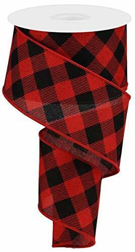 Cinta con borde alambrado de cuadros diagonales - 10 yardas (rojo, negro, 2.5")