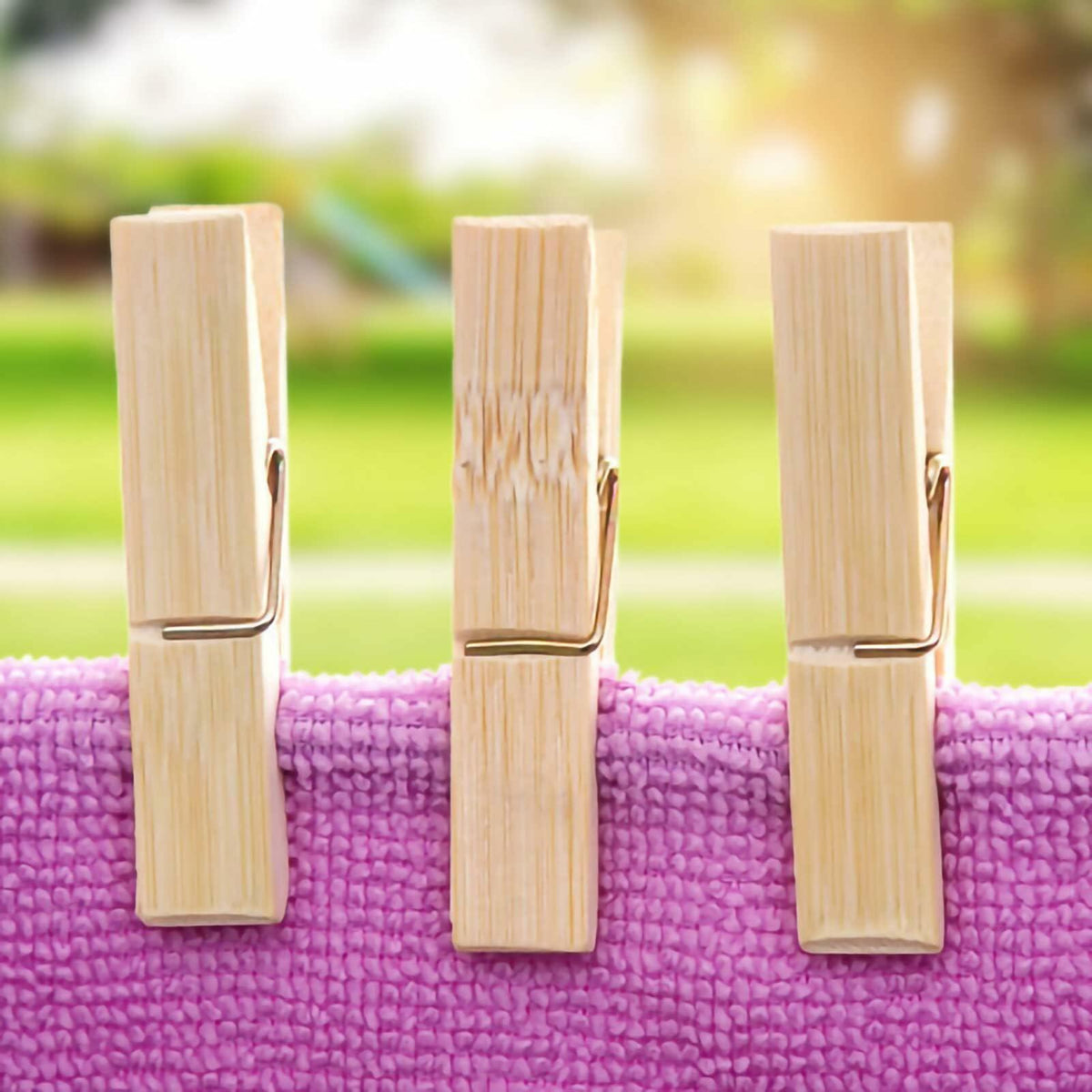 Mini pinzas de madera 20 piezas, ganchos de bambú con resorte, clips a prueba de viento
