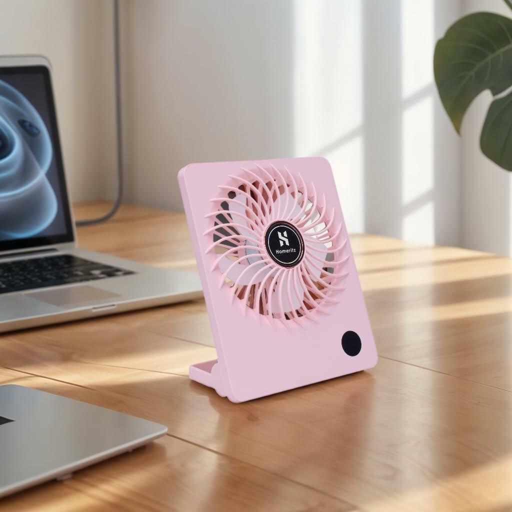 Ventilador de escritorio recargable Homeritz, batería de 2000 mAh, inclinación de 180°, compacto, color azul